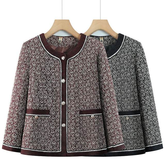 Plus size mother's coat new style noble clothes for middle-aged and elderly women spring and autumn short style small fragrant tops