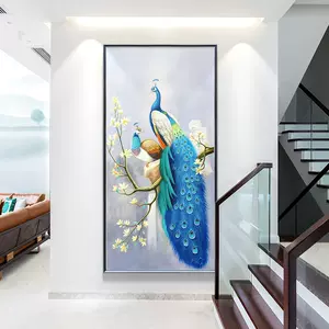 【ラッピング無料】 リビングルームの壁画垂直芸術の油絵玄関ホールのポーチ壁掛け 絵画