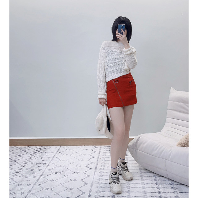UO Original D Black/Red American Rock Street Waist Short Skirt A-line Mini Skirt Hot Girls High-waisted Boots Dress Slim