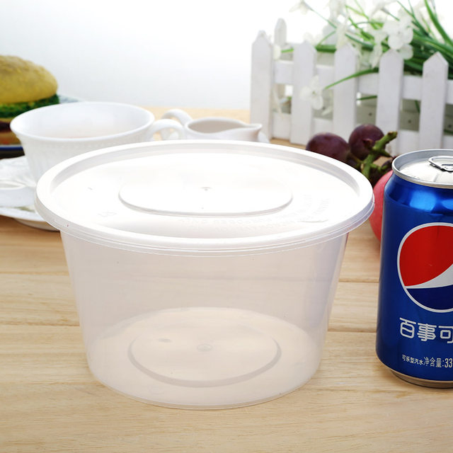 Round packaging box disposable lunch box rectangular lunch box plastic bowls and chopsticks thickened transparent food grade fast food soup bowl