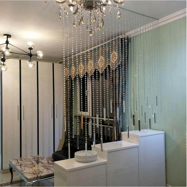 Transparent glass crystal octagonal beads hotel decoration wedding props guide curtain bead curtain lighting accessories