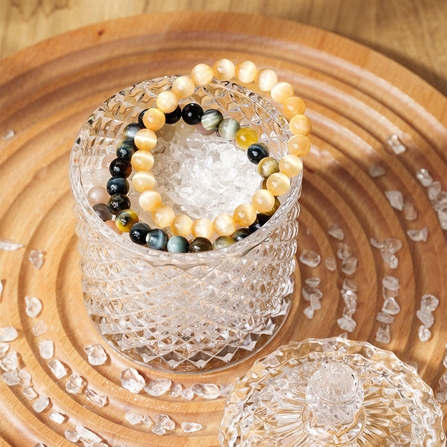 Natural crystal purification degaussing bowl ornaments white crystal gravel bracelet degaussing stone glass bowl jewelry storage box