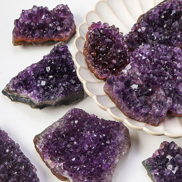 Natural crystal ore rough stone Uruguay stone specimen Amethyst cave ornament Amethyst block Gem Amethyst cave