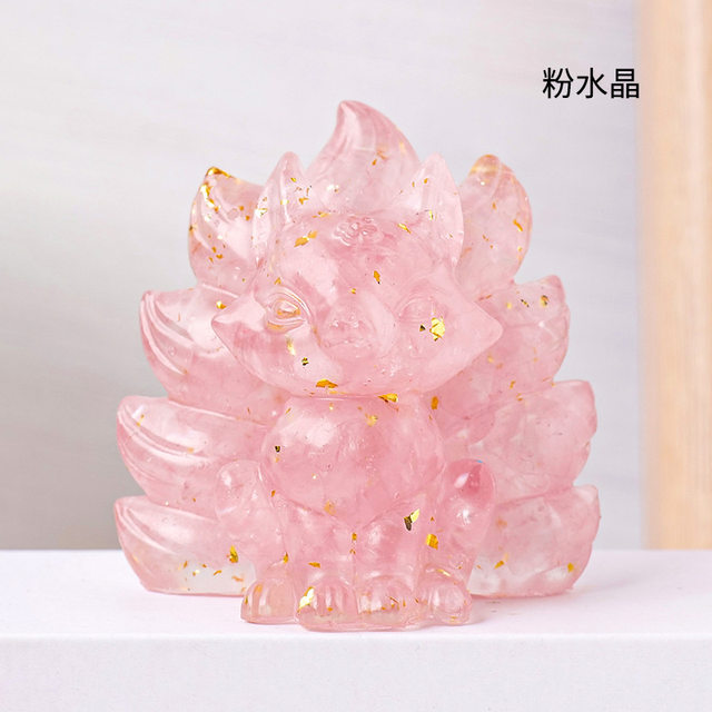Natural crystal gravel glue nine-tailed fox resin creative crafts home office desk decoration ornaments