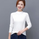 Madier Spring and Autumn Bottom Graphic Girls Long Sleeve Loose Loose Large size, thin, covered with belly T -shirt half -high -necked elastic top
