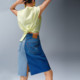 Levi's Lyvis Ice Cool Series Summer Women's American High Street Retro Short Skirt Blue Spliced ​​Denim Skirt