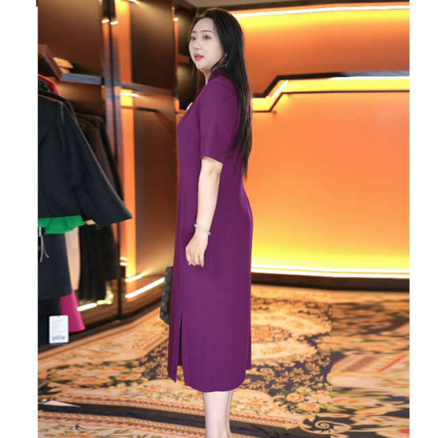 Mantimisi large-size women's fat MM large-size flesh-covering and slimming and age-reducing dress 2025 summer wear new Chinese style