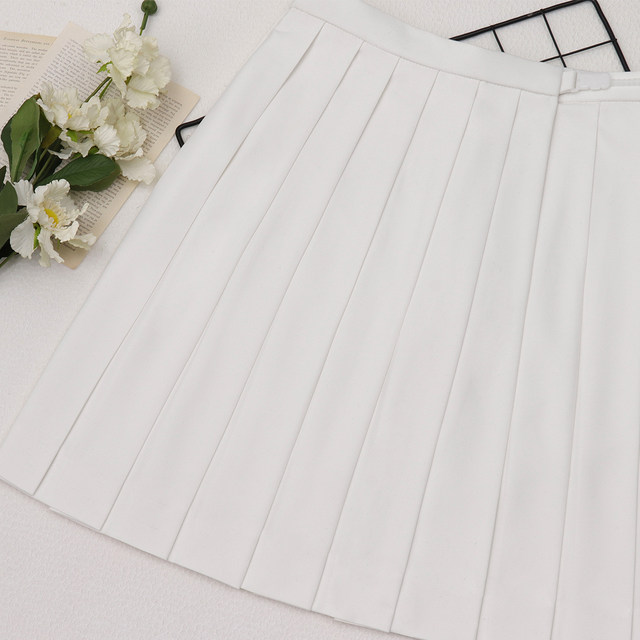 Sakura Family JK Uniform White Solid Color Skirt Large Size Customized Student Pleated Short Skirt College Style Autumn and Winter Women
