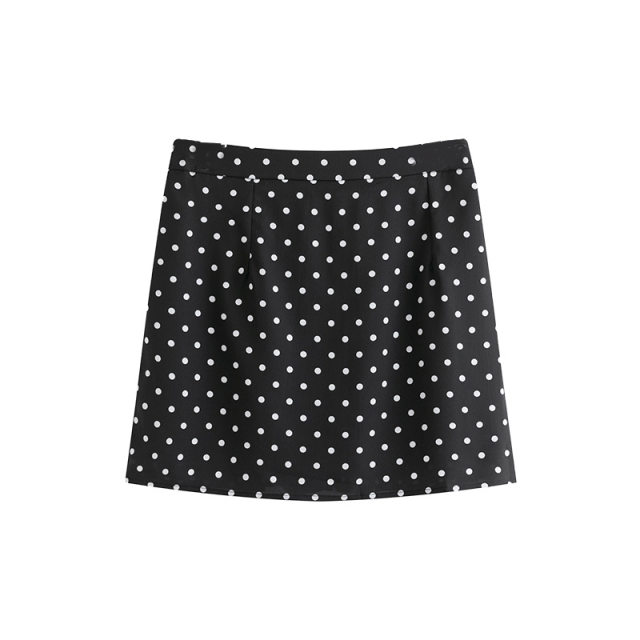 White polka dot straight skirt 2024 summer fat mm slim high waist A-line skirt women's hip skirt
