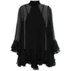 Women's silk long sleeves micro perspective micro perspective ruffled flared sleeve pleated high-end dress spring and summer new products