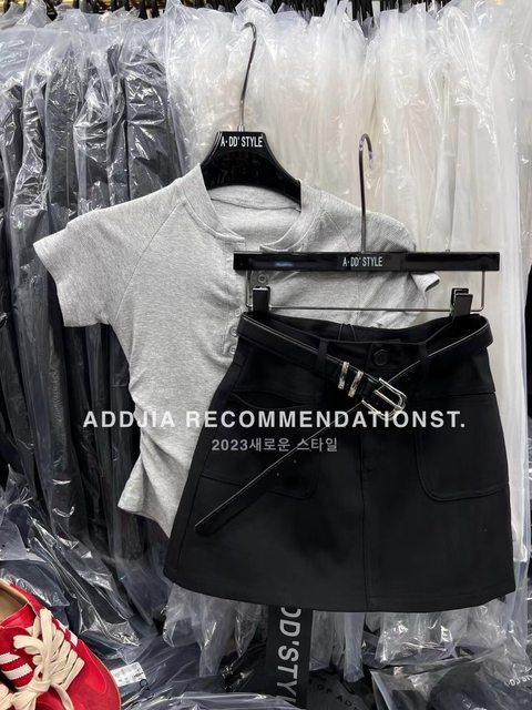 ADD hot girl short skirt 2024 summer new Korean version high waist slim multi-pocket design skirt A-line skirt women