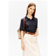 PSALTER Psalm 100% Mulberry Silk Dark Pattern Jacquard Stripes Retro Denim Shirt Summer
