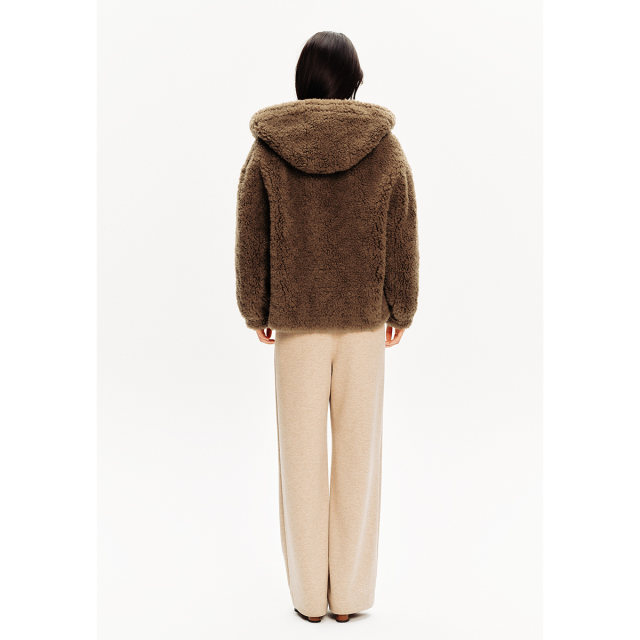 PSALTER Psalm Bath style short loose hooded sheep fur coat for women
