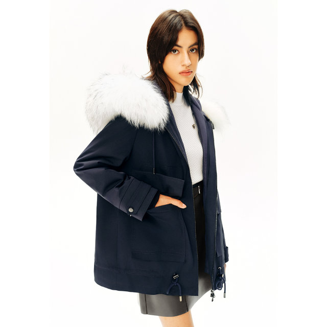 Psalm Selected Rabbit Fur Collar Hooded Parka Fur Removable Rabbit Fur Body Jacket Fur Winter Style
