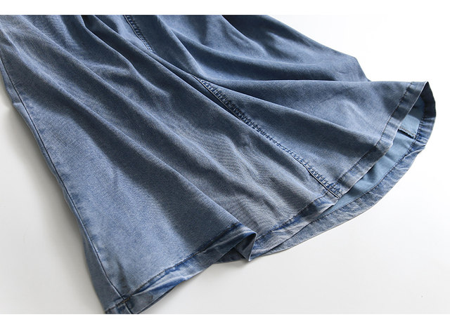 B316 solid color grinding white semi-elastic waist pocket A-line skirt mid-length skirt summer new women's skirt denim skirt skirt skirt