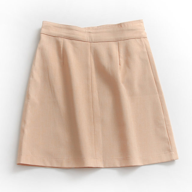P155 solid color three-dimensional pocket high waist slim A-line skirt summer new short skirt commuter Korean women's skirt skirt