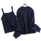 Beads loose and slimming two-piece set of round neck buttons layered vest 2024 autumn long-sleeved women's knitted sweater F687