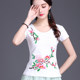 Chinese style women's tops summer new style ethnic embroidered short-sleeved T-shirt for women's embroidered slim fit large size base shirt