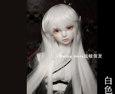 taobao agent BJD baby wigs 23468 points, small three -point sloping bangs long straight hair simulation white soft high temperature silk