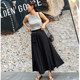 2025 spring and summer new high-waisted A-line skirt large size women's slim and versatile pocket workwear mid-length skirt