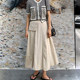 2025 spring and summer new high-waisted A-line skirt large size women's slim and versatile pocket workwear mid-length skirt