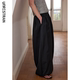 UNR2025 spring and summer new white/black elastic waist comfortable and adjustable casual trousers
