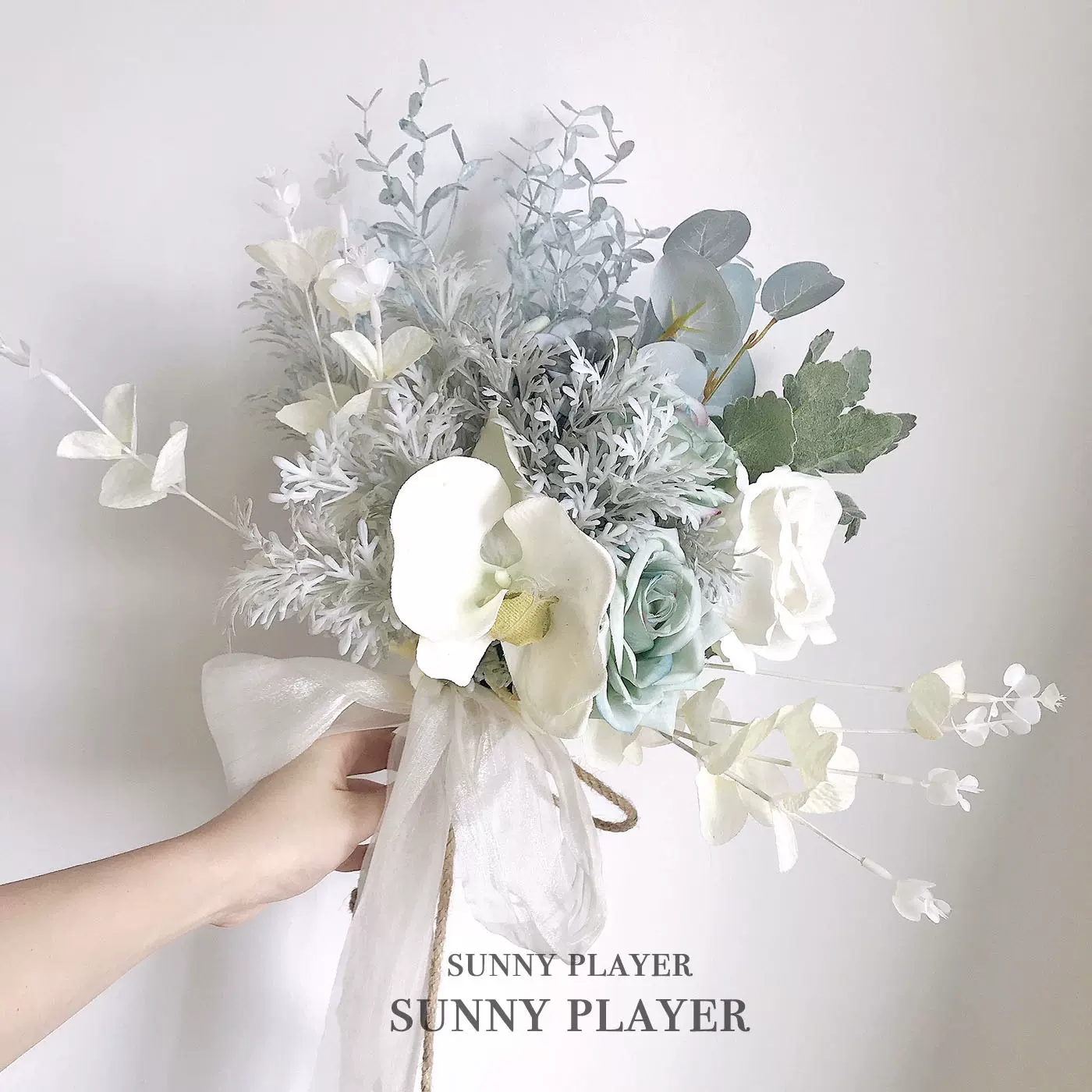 新娘手捧花仿真花束结婚婚礼拍照婚纱假花唯美蓝色韩式森