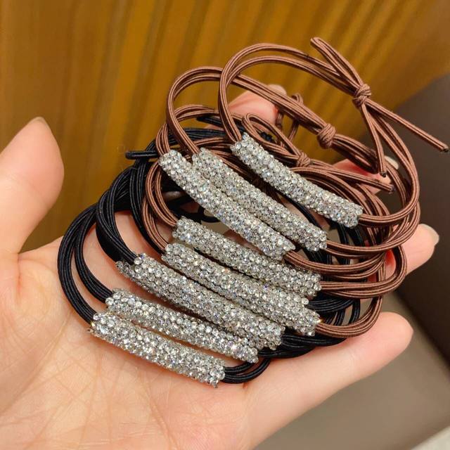 High-end diamond hair tie, versatile rhinestone hair rope, high ponytail, high elasticity and durable hair rope, sparkling diamond rubber band