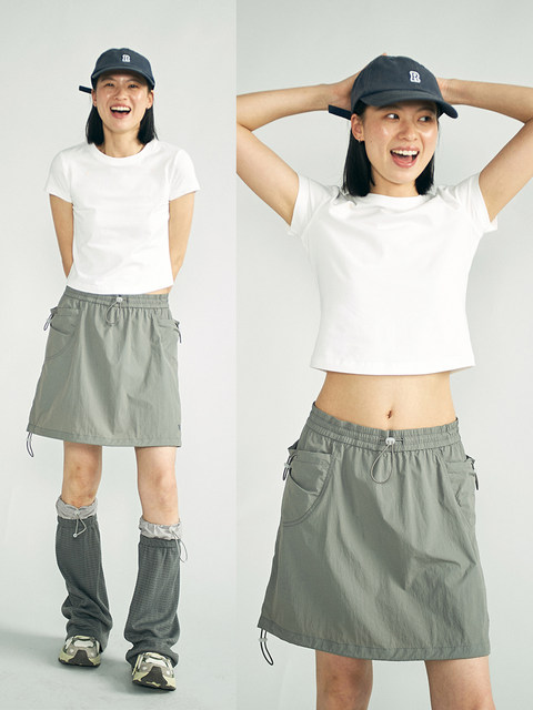 NKGC City Outdoor Japanese Large Pocket Drawstring A-line Skirt Comfortable Quick Dry Printed Small Label Sports Short Skirt for Women