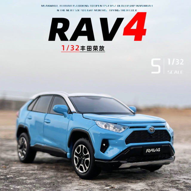 JKM Toyota RAV4 Rongfang alloy car model sound and light steering shock absorber children's toy car gift ornaments