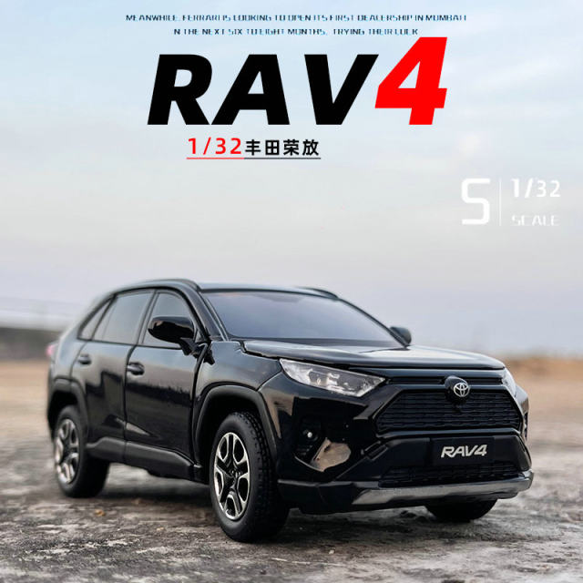 JKM Toyota RAV4 Rongfang alloy car model sound and light steering shock absorber children's toy car gift ornaments