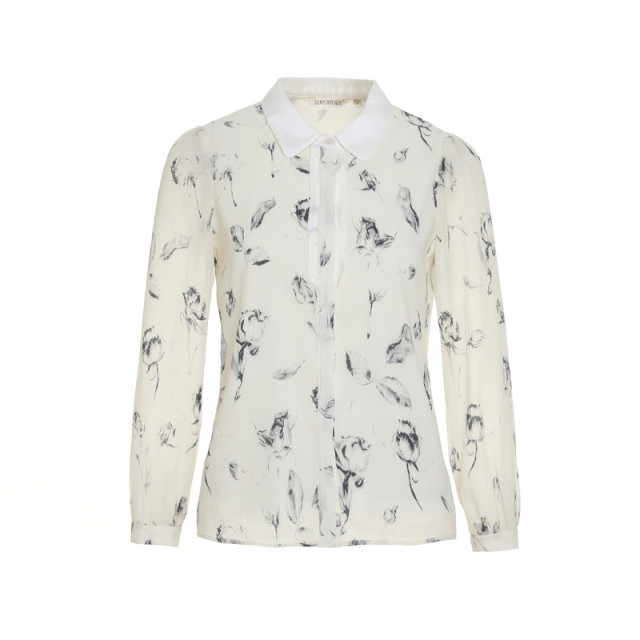 French puff sleeve shirt for women 2025 spring and autumn design sense rose printed shirt temperament retro long-sleeved top