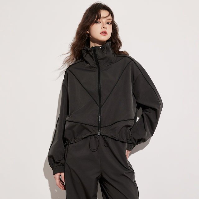 Basic House/Baijiahao Outdoor Sports Style Stand Collar Jacket Women's 2025 Spring American Casual Top