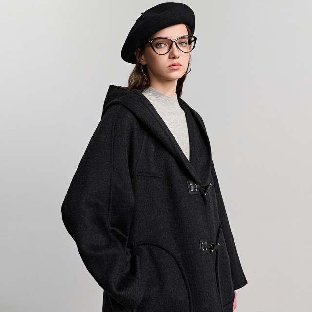 Basic House/Baijia Good Academy Fenglian Hat Double -sided Wool Woman 2024 Winter long coat