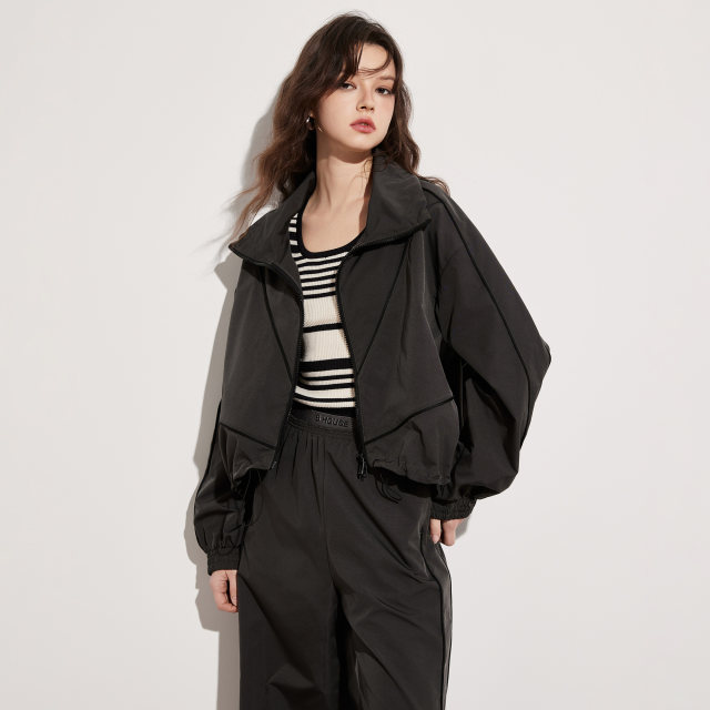 Basic House/Baijiahao Outdoor Sports Style Stand Collar Jacket Women's 2025 Spring American Casual Top