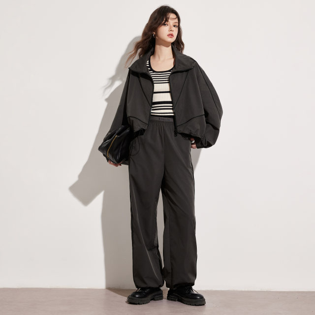 Basic House/Baijiahao Outdoor Sports Style Stand Collar Jacket Women's 2025 Spring American Casual Top