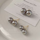 Shijia cold gray color light pearl earrings for women light luxury temperament high-end earrings niche ins cold style earrings