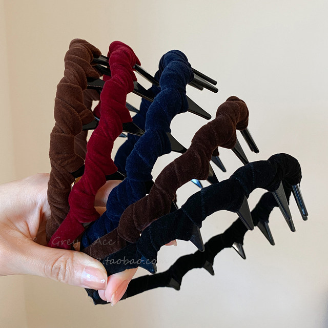 Velvet toothed headband for women in autumn and winter new daily wear high skull headband high-end face wash hairpin hair accessory