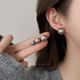 Shijia cold gray color light pearl earrings for women light luxury temperament high-end earrings niche ins cold style earrings
