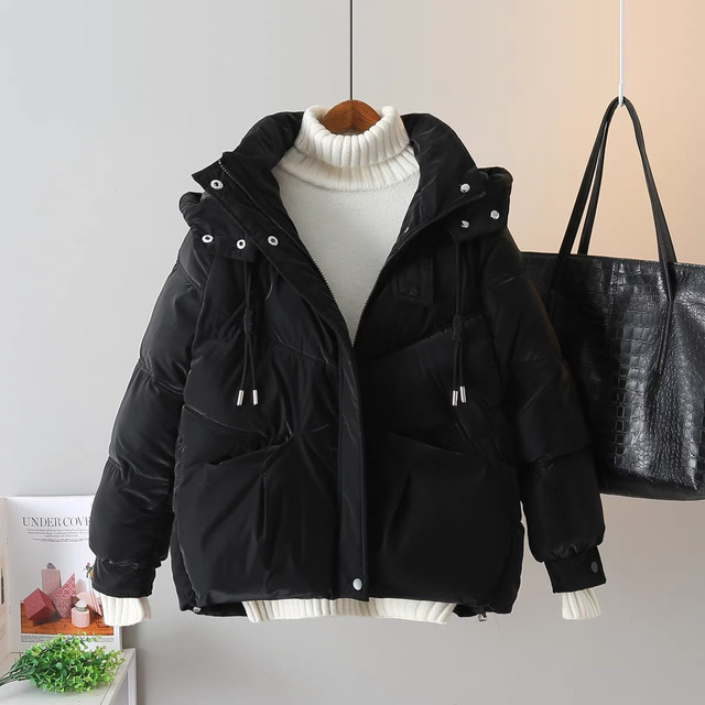Short 2024 new winter down cotton coat Korean style loose thickened bread coat small man cotton coat