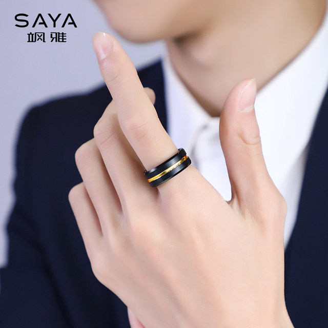 Gold Ring Black Ring Index Finger MOKANI Tungsten Gold Index In