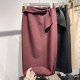 2024 new Korean self -slimming, thin waist lace tie splicing solid color mid -length suit skirt female autumn
