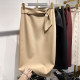 2024 new Korean self -slimming, thin waist lace tie splicing solid color mid -length suit skirt female autumn