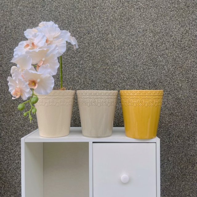 Nordic retro glazed flowerpot Imperial Roman green light luxury Phalaenopsis orchid high-end indoor pottery pot high-end small