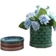MimiHome export flower pot ceramic tray water connection tray green plant chassis circular base embossed ice crack flower pot holder