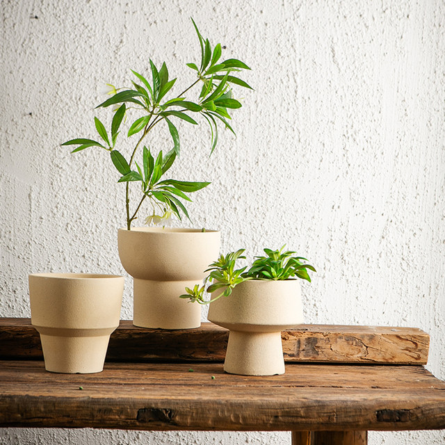 Clay quick-drying flower pots orchids and green plants, high-end breathing rough ceramics, creative simple and breathable home desktop flower pots