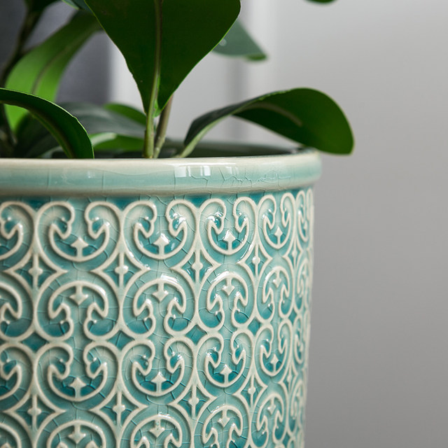 MimiHome Nordic Ice Cracked Crescent Green Plant Flowerpot Ceramic Flowerware Interior Decorations Exported to Foreign Designers