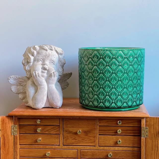 Exported to Europe and Northern Europe, light luxury and orphan products, embossed ice-cracked ceramic flower pots, green plants, floor-standing large flower pots, slightly defective flower pots