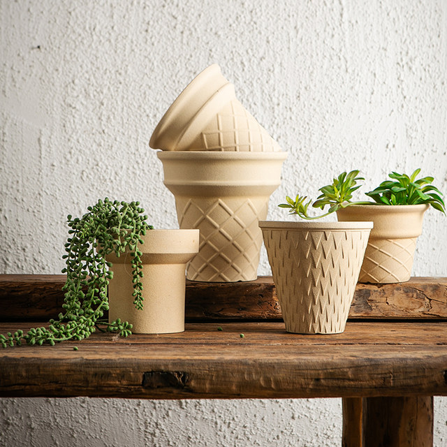Clay flower pot orchid green plant flower pot high-end feeling can breathe gravy creative simple breathable household desktop flower pot