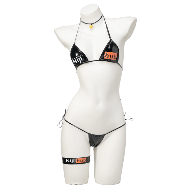 Nijihub leather bikini patent leather print strap underwear two -dimensional three -point home clothing pajamas
